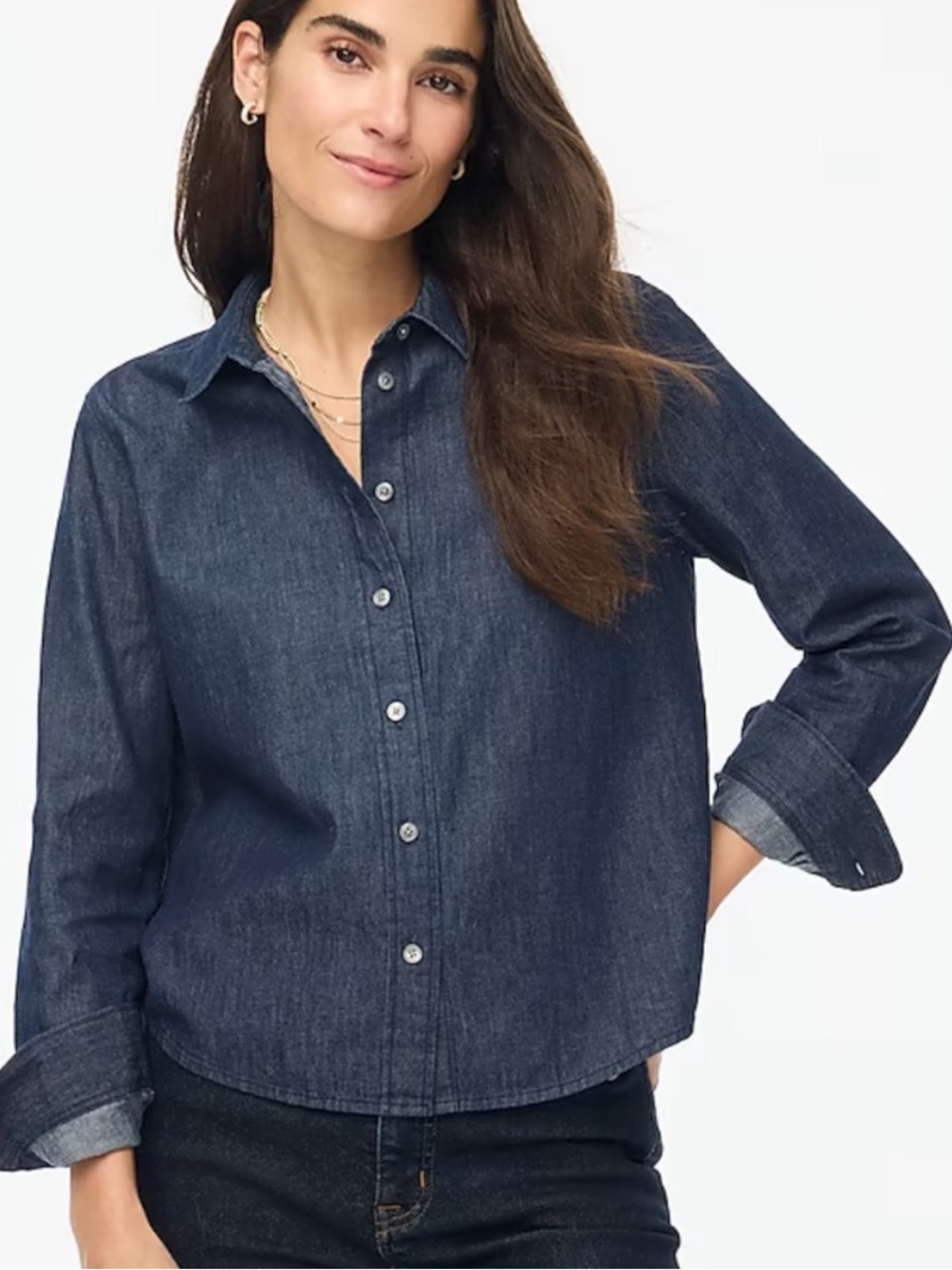 J. Crew Modern Chambray Denim Button Up Cotton Shirt Sz Small